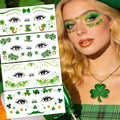 St. Patrick's Day Face Sticker- 6 Sheets Shamrock Eye Body Stickers for Kids & Adults | Green Clover Irish Temporary Tattoo Sticker for St. Patrick's Day Parade, Party Makeup Festival Supplies