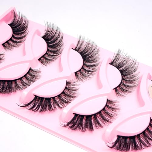 False Eyelashes Dramatic Look Volume Wispy 20mm Long Lashes Extensions 3D Fluffy Fake Eyelashes Strip Lash Fox Cat Eye Eyelashes Fairy Manga Makeup 5 Pairs By Maymeet (DM-A0528)