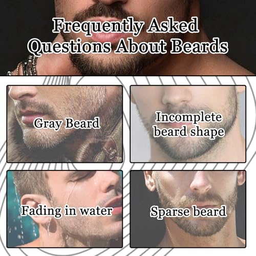 Beard Pencil Filler for Men, Waterproof High Coverage Beard Pen Kit with Beard Brush,Sweatproof Long Lasting Mustache Eyebrows Repair Pen with 4 Micro-Fork Tips£¨Black£©