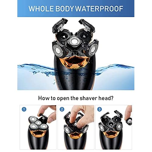 Electric Shavers for Men - 5 in 1 Bald Head Shavers for Men, 5D Floating Cordless USB Rechargeable Rotary Razor Multifunctional Grooming Kit Beard Trimmer Waterproof Wet and Dry with LED Display