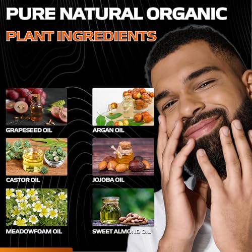 Beard Balm with 2X Concentration Biotin, Beard Growth Balm for Men - Mustache Wax & Beard Conditioner for Growth - Hydrates, Thickens Facial Hair Growth - Made with Castor Oil & Argan Oil - 2 Ounce