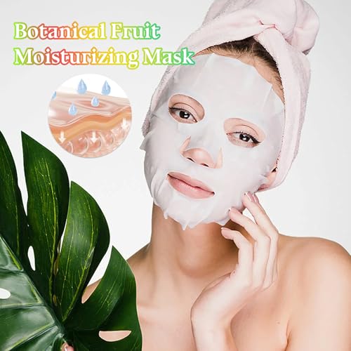 10PCS Hydrating Face Masks,Moisturizing Facial Masks for Women and Men,Fruit Overnight Facial Sheet Mask,Lightweight and Non-greasy Face Sheet Mask for All Skin Type 11