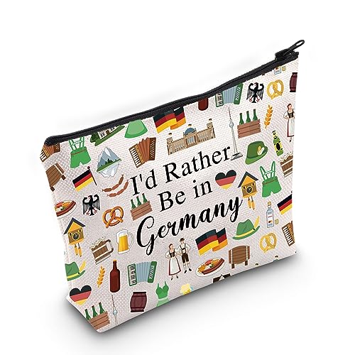 PWHAOO Germany Travel Traveling Gift I'd Rather Be in Germany Makeup Bag Germany Trip Vacation Cosmetic Bag Germany Souvenir Gift (Rather Be in Germany M)