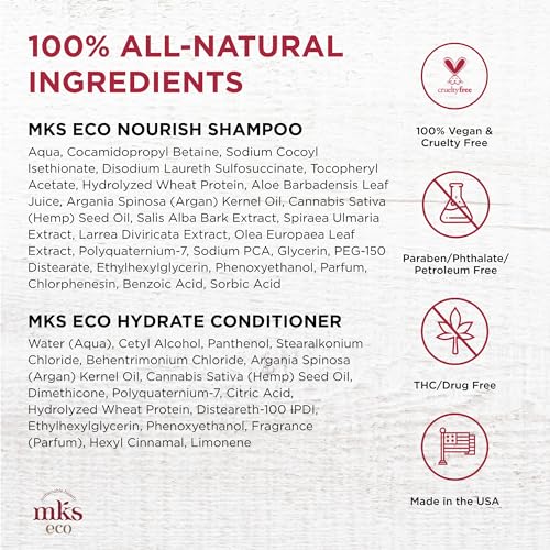 MKS eco Nourish Shampoo for Fine Hair, Light Breeze (25 fl oz) + MKS eco Hydrate Conditioner for Fine Hair, Light Breeze (25 fl oz) - Moroccan Argan Oil, Hemp Seed Oil - Vegan, Cruelty Free