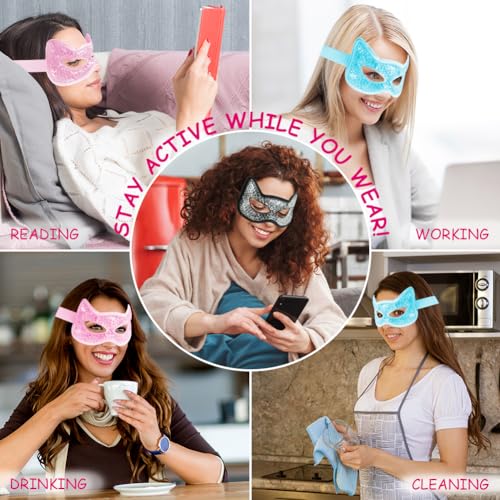 Cooling & Heating Eye Mask - Hot/Cold Use for Puffy Eyes, Headaches, Migraines, Sinus & Dark Circles (2 Packs Black)