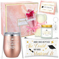 8 Pcs Graduation Gift Set for Women, Including Tumbler, Makeup Bag, Soy Candle, Keychain, Bear Towel, Greeting Card and Gift Box, Graduation Presents for Her (Class of 2026)