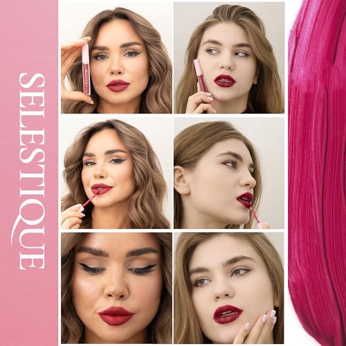Matte Liquid Lipstick For Women, Set of 6 Colors from Nude to Dark Red, Waterproof Matte Lipstick Long Lasting, Non-Sticky and Fade-Resistant Formula ? Lip Makeup Kit for Long Lasting Style, 6 pcs