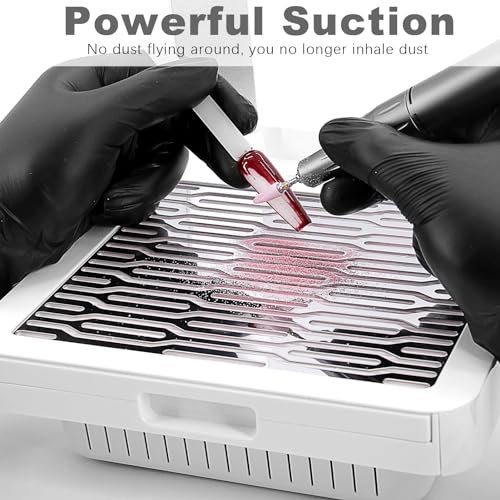Nail Dust Collector with Nail Lamp and Manicure Light, Professional AONOLOVO Nail Fan Vacuum Dust Collector Extractor Machine for Acrylic Dip Nails Removal, NDC6