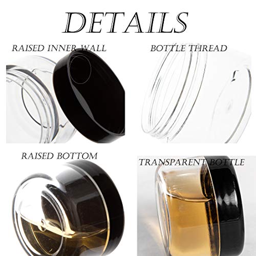 ZEJIA 3 Gram Sample Containers with Lids, 200 Count Tiny Sample Jars, 3ML Makeup Cosmetic Containers for Lip Balms, Lotion, Powder, Beauty Products(Black Lids)