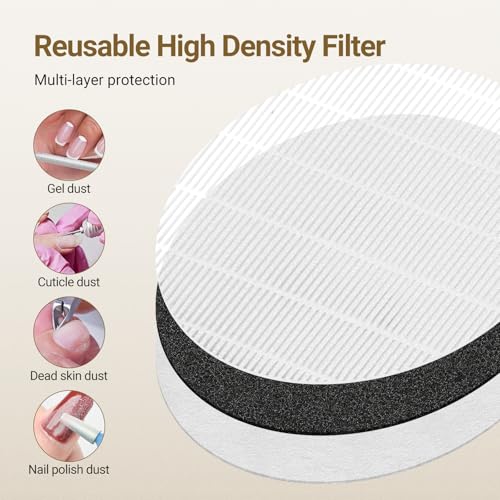 2 in 1 Nail Dust Collector Quiet , 5000RPM Vacuum Fan Extractor with Reusable Filter & 30000RPM Electric Nail Drill File Professional with 6 Bits - Home/Salon Use, Pros Tech & Beginners