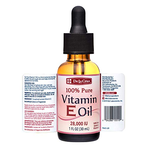 De La Cruz Vitamin E Cream for Face and Neck + 100% Pure Vitamin E Oil for Face (28000 IU) - Hydrating & Moisturizing Skincare Bundle - Made in USA