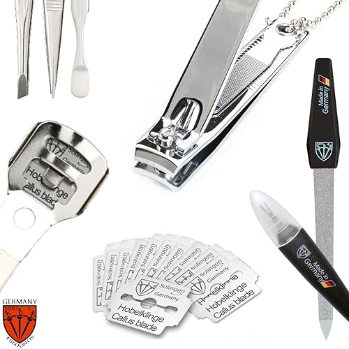 3 Swords Germany - Brand Quality 9-Piece Pedicure kit Set - Callus Remover and Nail Care Tools - Made in Solingen/Germany