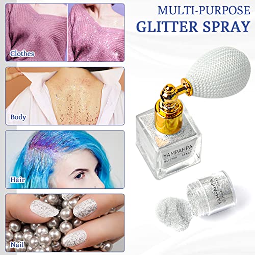 Body Glitter Spray, Silver Glitter Spray for Hair and Body, Include 1 Jar of Refills