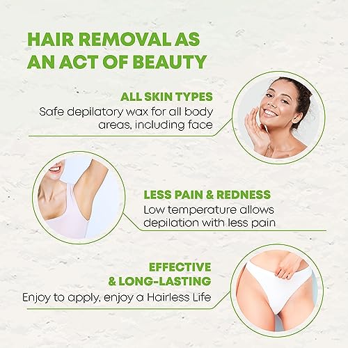 Natural Wax Roll-On Hair Removal Cartridge - 100% Organic Roller Wax, No Residue (Pack of 3)