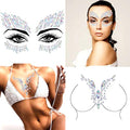 Rhinestone Face Jewels Rave Festival Gem Mermaid Chest Gem Crystal Eyes Stickers for Women and Girls 2PCS