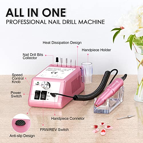 SUBAY Professional Finger Toe Nail Care Electric Nail Drill Machine with 200 Pcs Nail Swatch Sticks