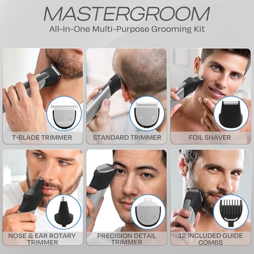HUMMINGBIRD MK9 MasterGroom All-in-One Trimmer ? 21-Piece Men's Grooming Kit for Beard, Head, Hair, Body, and Face, Waterproof, Stainless Steel, USB C Rechargeable, LED Display