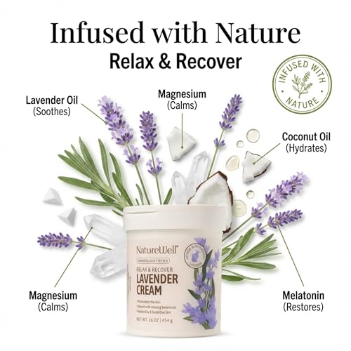 NATURE WELL Lavender Smooth & Soften Moisturizing Cream For Face, Body, & Hands, Calming & Soothing, Infused With Natural Oils & Extracts, Restores Skin Moisture Barrier, 16 Oz