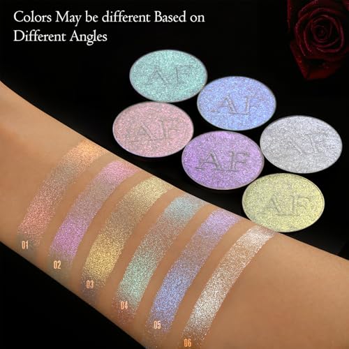 Purple Diamond Highlighter Makeup, Duochrome Shimmer Highlighter Makeup Powder, Long Lasting Lavender Iluminadores De Maquillaje for Face Cheeks Body, Sparkly Shiny Face Illuminator for All Skin, #02