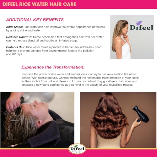 Difeel Rice Water Conditioner 12 oz. Strengthening, Sulfate Free Natural Hair Conditioner