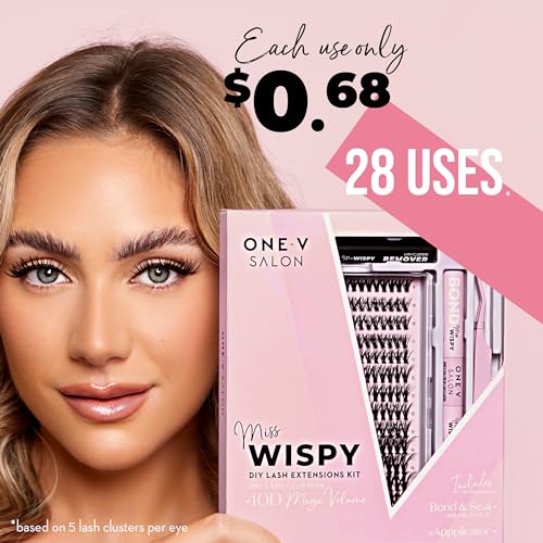 One V Salon, DIY Lash Cluster Kit, 4 Pack Kit: 280 Pc 40D-C Curl, Lash Clusters/Bond & Seal/Applicator Tool/Remover