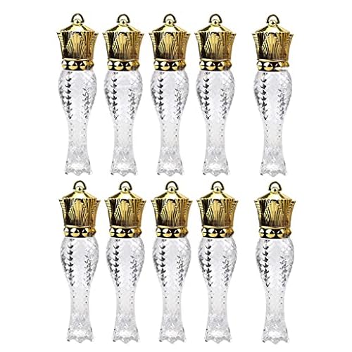 10 Pcs 5ml Mermaid Crown Clear Lip Gloss Tubes Vials Empty Refillable Lip Glaze Tubes DIY Cosmetic Container Lipstick Bottle with Crown Wand Makeup Travel Lipgloss Bottle for Women Girl
