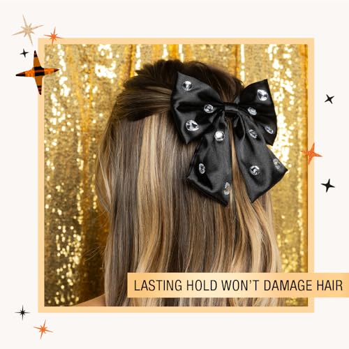 Scunci by Conair Bow Barrette w/Gem Stones - hair accessories - hair accessories for women - Holiday - Black bow - Black hair bows (Pack of 2)