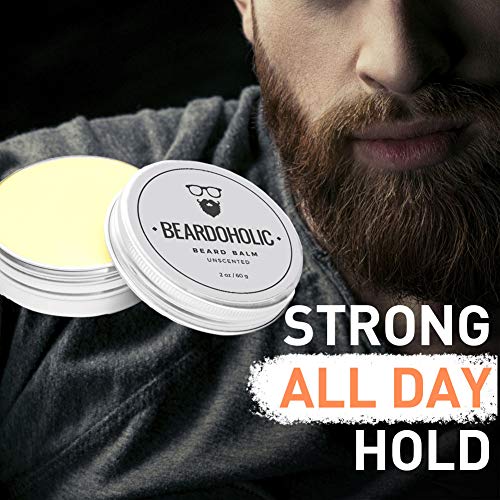 Beardoholic Beard Balm, Comb and Scissors Set ? 100% All Natural, 100% Pearwood, Japanese Stainless Steel ? Anti-Static, Eliminates Tangles and Ingrown Hairs, Itch and Dandruff ? Style Beard With Ease