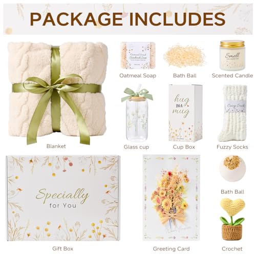 Get Well Soon Gift Baskets for Women, Self Care Package Get Well Gifts After Surgery Spa Sympathy Thinking of You Gifts Baskets Birthday Gift for Women Mom Best Friends