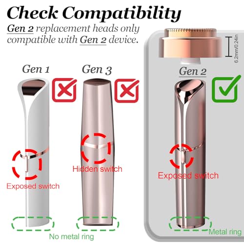 6Pack Facial Rose Gold Gen 2 Replacement Heads for Flawless Hair Remover Generation 2, 18K Gold Double Blades
