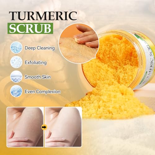 Turmeric Skin Care Set Mothers Day Gifts, Hydrating Skincare Gift Set with Turmeric Soap, Oil, Cream & Scrub to Even Glow Tone, Natural Skincare Set Birthday Gifts Facial Kit for Women & Teen Girls