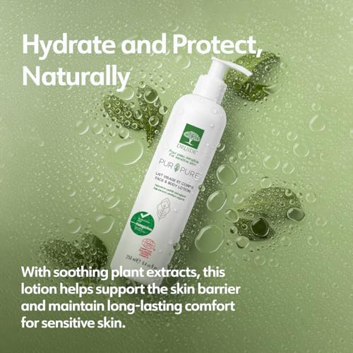 Pur&Pure Lotion Face Body Moisturizer for Sensitive Skin Care, Organic Moisturizer & Ultra-gentle Moisturizing Milk, 250 ml (8.4 oz Size Fragrance-Free Organic Lotion Made in Canada