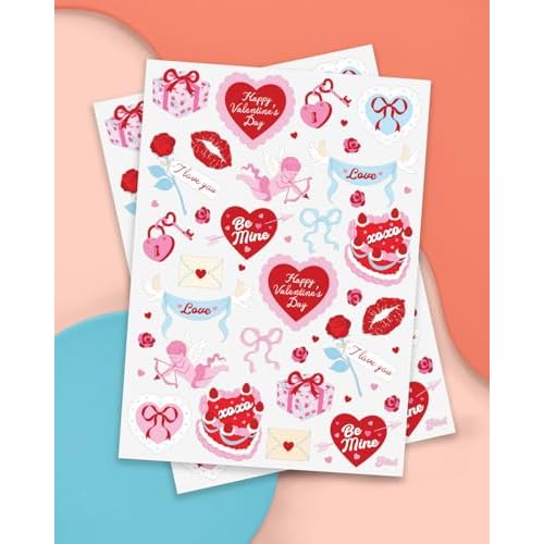 xo, Fetti Valentine Temporary Tattoos - 48 designs, 2 sheets | Pink and Red Hearts, Love Theme, Classroom Favors, Party Supplies, Kids Valentines, Galentines Gifts, Girly Glam