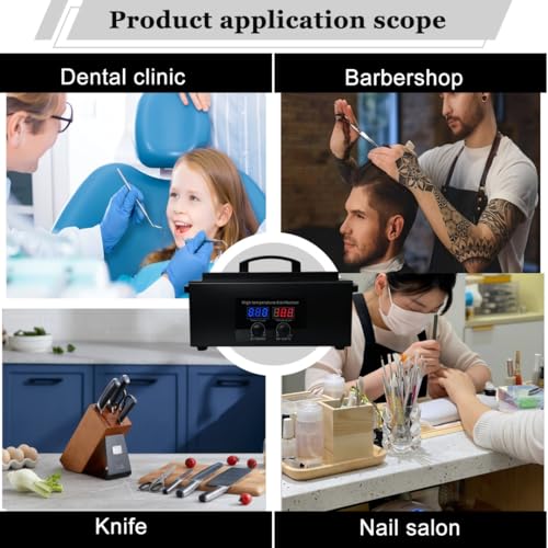 Tool Sterilizers, High temperature sterilization up to 230¡ÆC Time Setting, for Nail Salons Dental Clinics Hair Cutting Tools and Daily Household Use Black