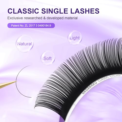 NAGARAKU Eyelash Extensions 0.15mm D curl 7-15mm Mix Tray Individual Lashes Classic Matte Black Faux Mink 16 Rows Professional Beauty Salon Supplies - Purple Card - Purple Card