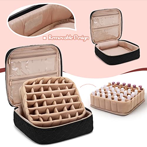 Yarwo Nail Polish Carrying Bag Holds 36 Bottles (15ml/0.5 fl.oz), Travel Storage Organizer for Nail Polish and Manicure Accessories, Black