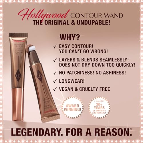 Charlotte Tilbury Hollywood Liquid Contour Wand - Easy-to-Use Contour Stick & Liquid Bronzer for Sculpting & Shaping - Leaves a Natural-Looking Sculpted Finish