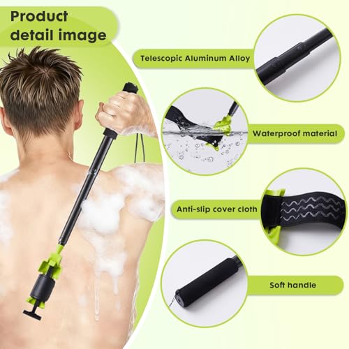 Back Shaver Extension Handle£¬Razor Extension Handle for Men,Long Handled Razor for Legs and Body,Adjustable Angle Back Trimmer with Telescopic 13-25 Inch Handle, Ideal for Elderly and Self-Care