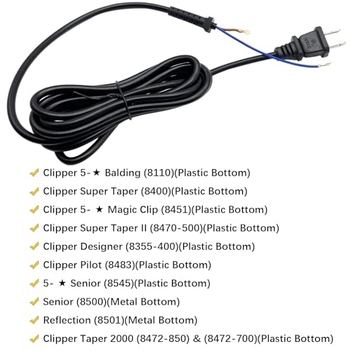 647-500 Clipper Cord Replacement WAHL Fits Senior, 5Star Senior, Designer, Super Taper, Sterling, Magic Clip, Balding, Icon, Legend,Taper 200, Pro Basic and Pilot Clippers 00647-500 Hair clipper cable