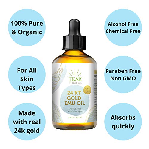 24K GOLD Emu Oil, 24 K Gold Organic Australian Emu Oil 4 oz Gold Line Series