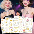 6 Sheets Gold Silver Temporary Tattoos for Women Men ? Metallic Tattoo Stickers for Bachelorette Party, Bridal Shower, Wedding Celebrations, and Team Bride Events ? Waterproof Fake Tattoos