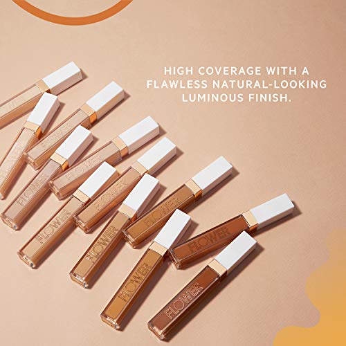 FLOWER BEAUTY By Drew Barrymore Light Illusion Full Coverage Concealer - Diffuse Dark Under Eye Circles + Blurs Blemishes - Weightless Formula + Crease Proof Makeup (Light Medium)