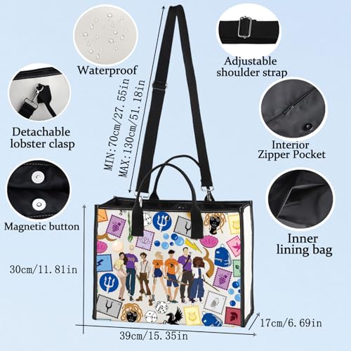 LEVLO Percy & Annabeth Tote Bag Percy Medusa & Zeus Fans Gift Percy Shoulder Bag Percy Merch (Percy Lt)
