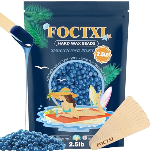 Hard Wax Beads, 2.5lb Wax Beans for Hair Removal Sensitive Skin + 10 Large Applicator Sticks - Coarse Hair Formula ? Brazilian Bikini, Face, Eyebrows, Underarms, Arms, Chest, Back, Legs(1134g)