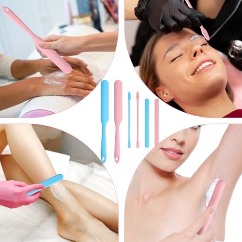 6Pcs Non-Stick Wax Spatulas Set Silicone Spatula Wax Hair Applicator Removal Sticks Reusable Hard Wax-Scraper Eyebrow-Wax Sticks for Home Salon Body Use