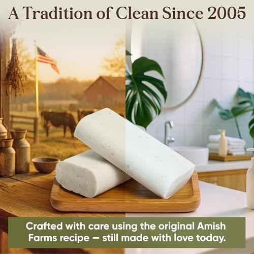 Amish Farms Soap Value Pack? 8 Easy-to-Grip Hydrating Bars (5 oz Each, 2.5 lb) | Cold-Process, USA Made for Sensitive Skin, Face, Hair & Body | Gentle Clean Scent Original Recipe ? Tin Tub Collection