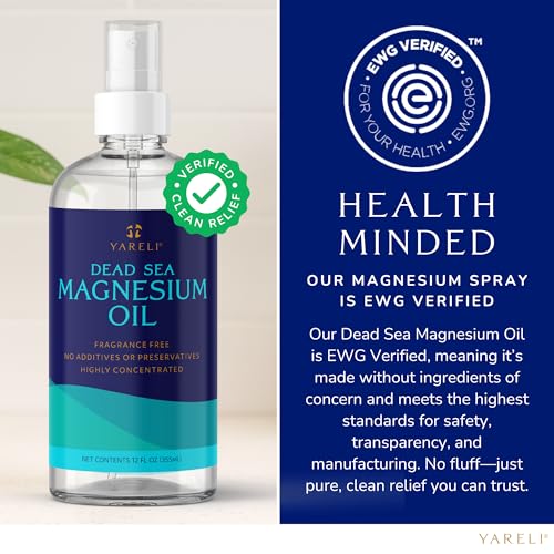 Yareli Magnesium Oil Spray, Ultra Absorbent High Strength Dead Sea Magnesium, 12oz, for Better Sleep and Muscle Relaxation