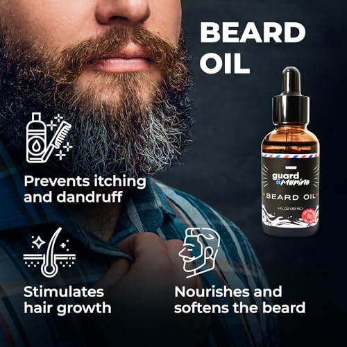 GUARD&MARINE Beard Oil and Balm Set - Men¡¯s Beard and Mustache Care Kit for Growth, Styling, Conditioning, and Sandalwood-Scented Grooming