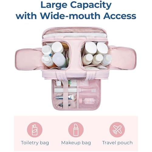 Toiletry Bag, Toiletry Bag a 4-in-1 Travel Organizer, Large Capacity Wide-Open Travel Cosmetic Bag, Multi Functional Lightweight Makeup Bags with Handle, Dry-and-Wet Separation (Black)