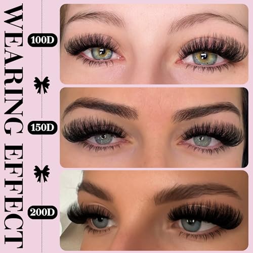 Lash Clusters Volume Cluster Eyelash Extensions D Curl Waterproof Individual Lashes 240pcs Fluffy Faux Mink Cluster Lashes and 60pcs Bottom Lashes for DIY Eyelash Extension